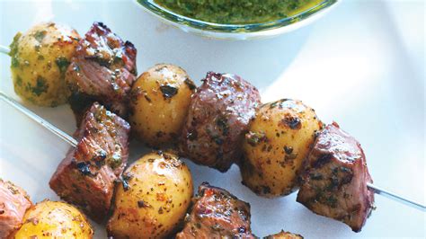 Peruvian Beef And Potato Kabobs With Mint Chimichurri Sobeys Inc