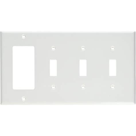 Leviton 80732 W 4 Gang 3 Toggle 1 Decoragfci Device Combination Wallplate Standard Size