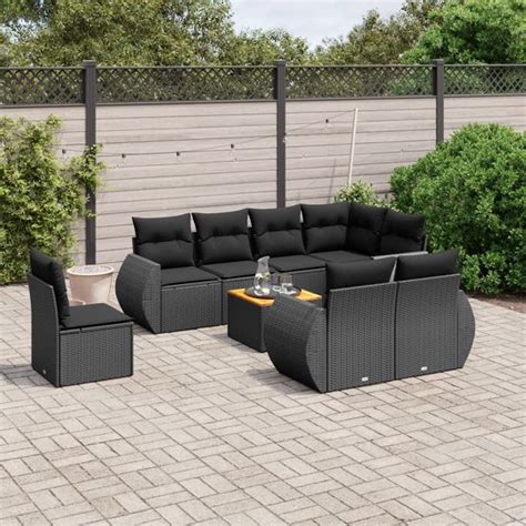 Vidaxl Delige Loungeset Met Kussens Poly Rattan Zwart Bol