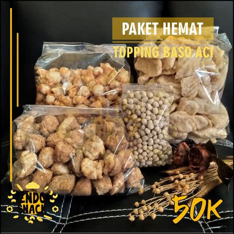 Jual Paket Ribu Toping Baso Aci Isi Paket Cuanki Lidah Siomay Mini