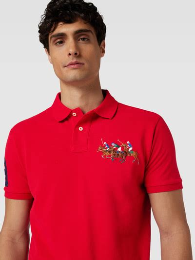 Polo Ralph Lauren Custom Slim Fit Poloshirt Met Motiefstitching In Rood