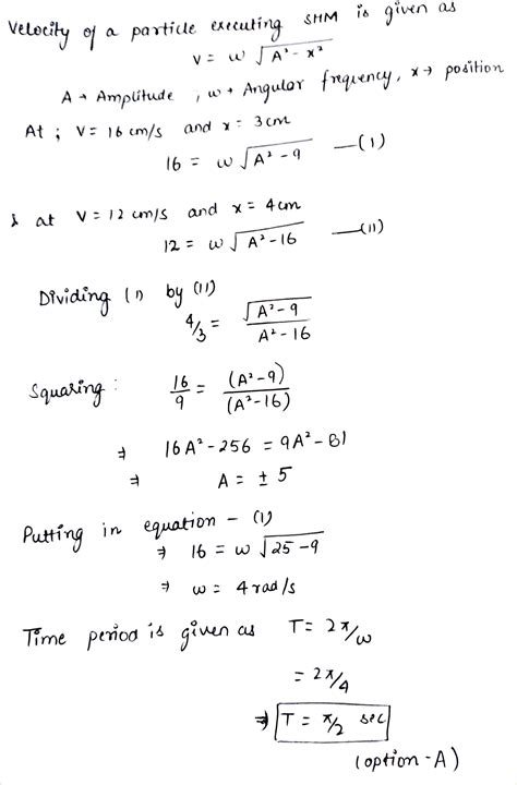 A Particle Makes SHM Along A Straight Line And Its Velocity When