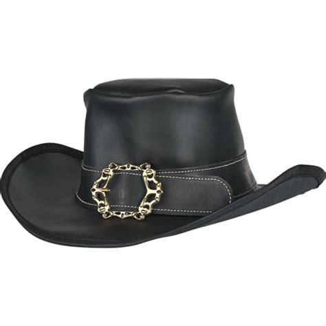 Leather Wide Brim Hat Black