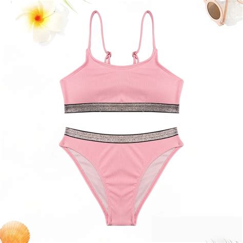 Girl S Piece Swimsuit Set Sport High Waist Cutout Bikini Set Athletic Bikini Swimsuit Beach