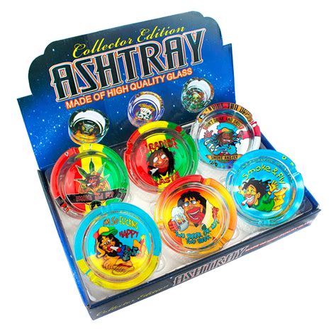 Large Glass Collector Edition Ashtray 6 Count Display Smoketokes