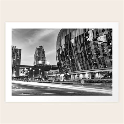 Kansas City Grand Boulevard Skyline At Sunset - Black And White Art ...