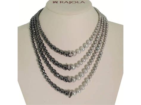 Collana 4 Fili Rajola Fiaba Con Ematite E Perle Grigie