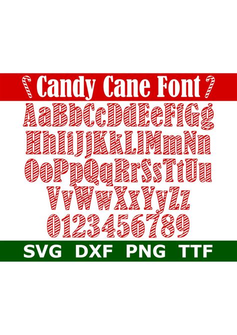 Candy Cane Font Svg Ttf Candy Cane Alphabet Christmas Etsy