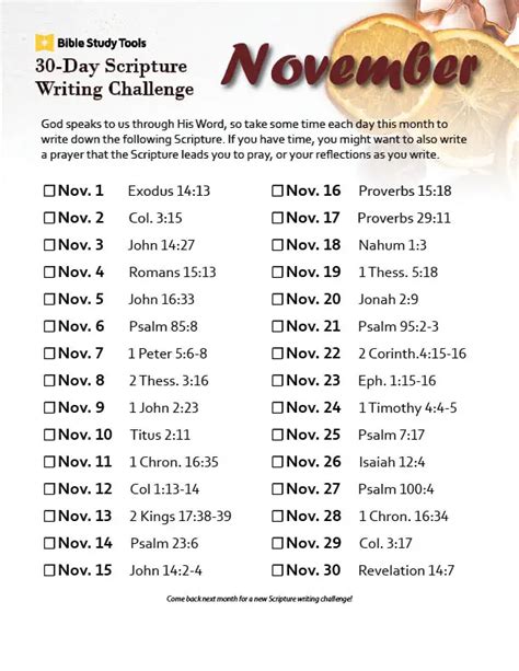 November Day Scripture Writing Challenge Inside Bst Scripture