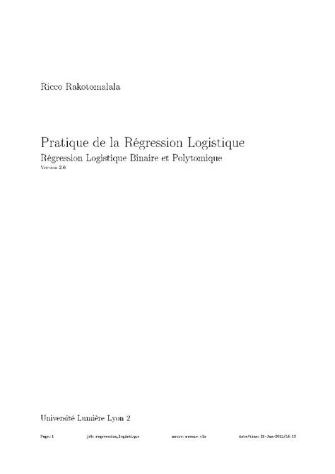 Pdf Pratique Regression Logistique Dokumen Tips