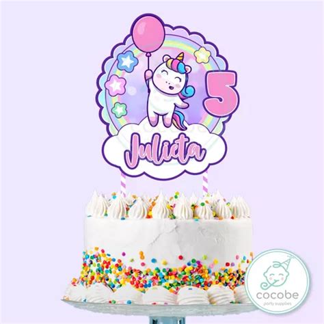 Cake Topper Imprimible Adorno Torta Unicornio En Venta En Lomas De