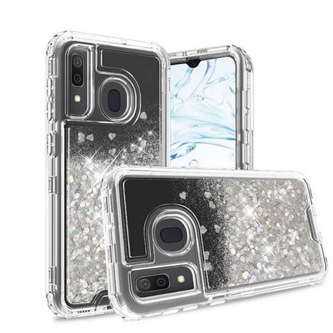 For Samsung Galaxy A20 Case Galaxy A30 Case Wydan Liquid Glitter Bling Rugged Shockproof Hard