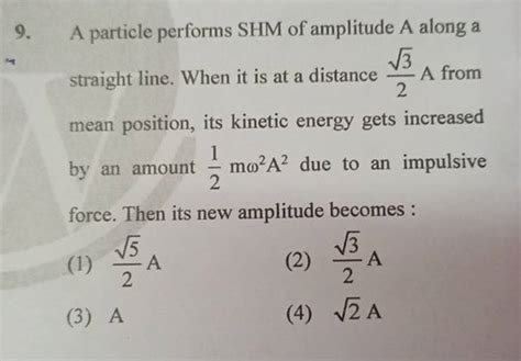 A Particle Performs Shm Of Amplitude A Along A Straight Line When It Is