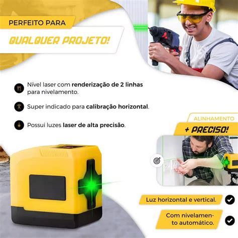 Comprar NÍVEL A LASER VERDE 20M 2 LINHAS PROFISSIONAL SUPORTE