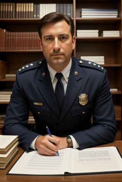 Premium AI Image | A police officer or chief of police in his office