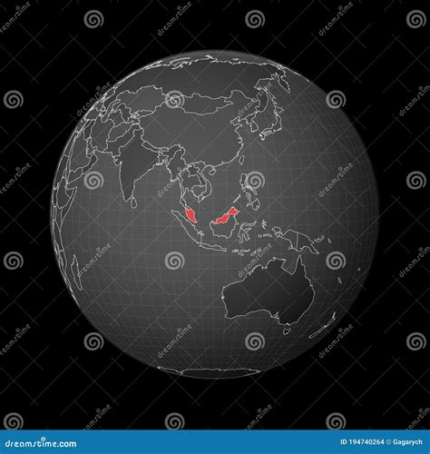 Dark Globe Centered To Malaysia Stock Vector Illustration Of Icon