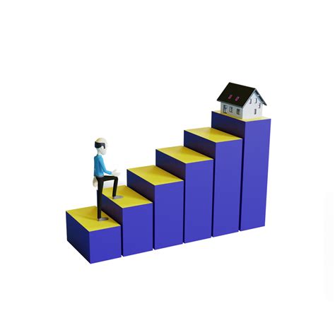 D Man Climbing On A Stair To Success Png