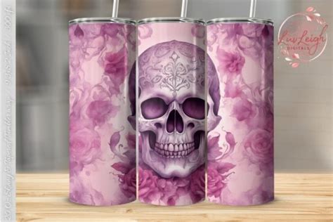 Floral Skull Halloween Tumbler Wrap Graphic By Luvleighdigitals