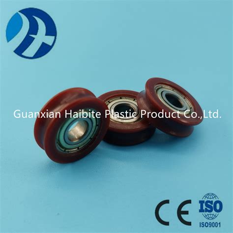 Sliding Door Nylon U V Groove Roller With Bearing Zz Plastic Coated