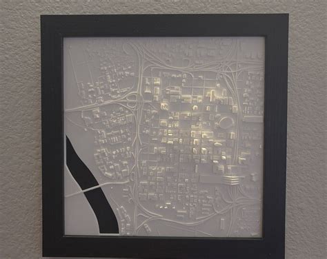 Kansas City Missouri 3d Printed Map 10x10 Wall Hangable Eco Designed City Decor By Minicity3d Etsy