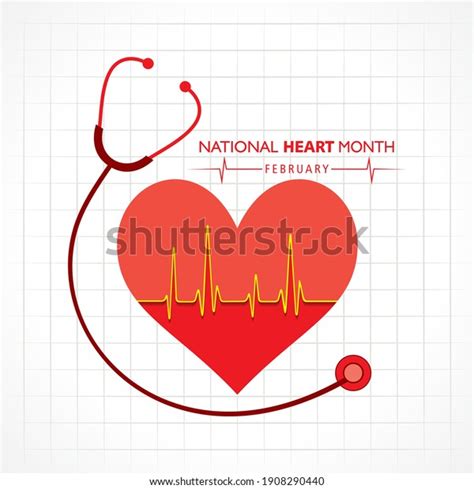 Vector Illustration National Heart Month Observed Stock Vector Royalty