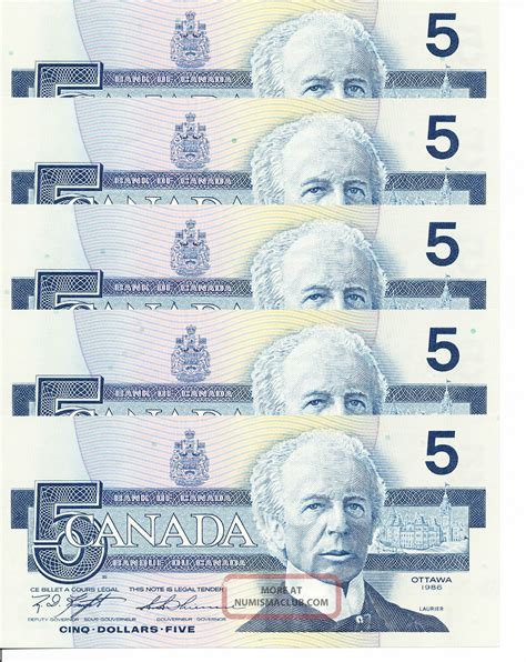 X Canadian Paper Money Dollar Bills Uncirculated In Sequence