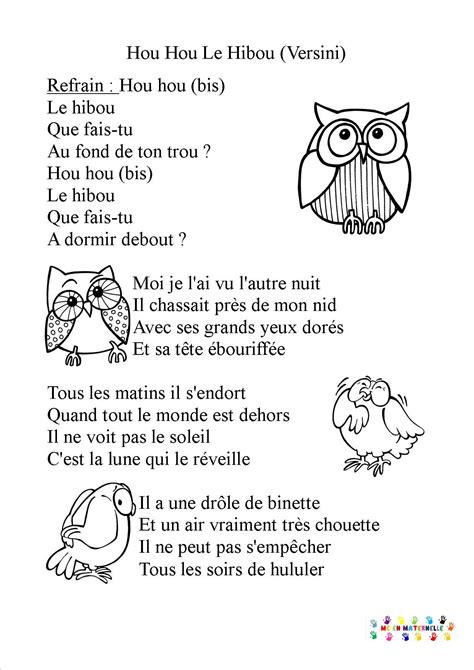 Hou Hou Le Hibou Comptines Chansons Comptines Comptine Hibou