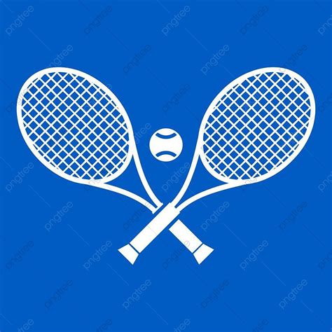 Crossed Tennis Rackets And Ball Icon White Isolated On Blue Background