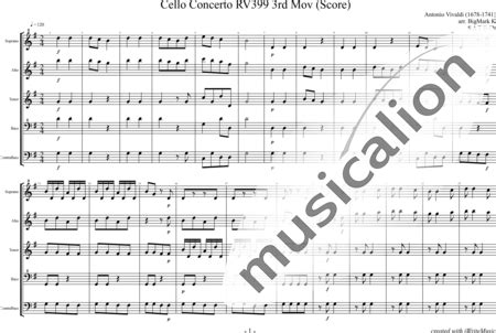 Cello Concerto 3rd Mov Allegro RV 399 Arr By Mark Kenny Antonio