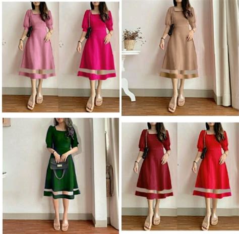 Jual Dress Scuba Dress Wanita Gaun Pesta Casual Dress Baju Kantor Dress