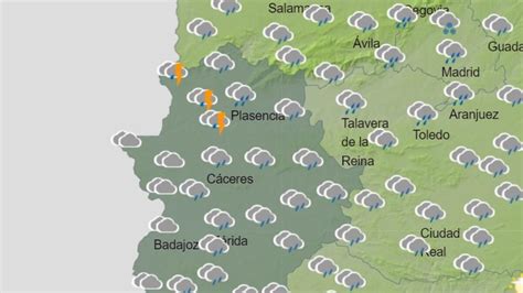 El tiempo en Extremadura Precipitaciones y temperaturas máximas en