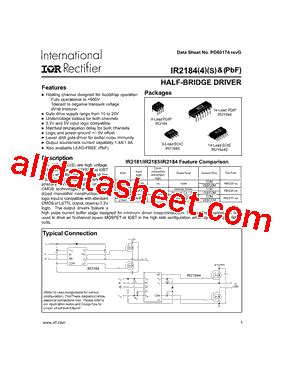 IR2184 Datasheet PDF Infineon Technologies AG