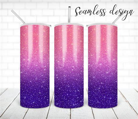 Seamless Glitter Tumbler Png Design Half Pink And Purple 20 Oz Etsy