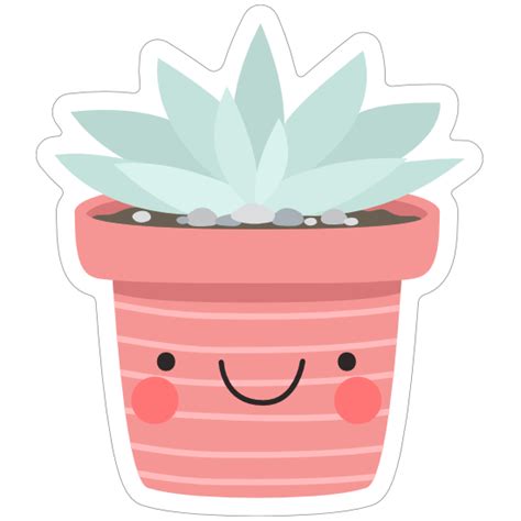 Succulent In Smiling Pot Sticker