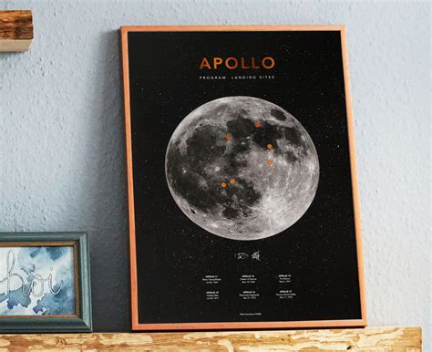 Apollo Mond Landeplatz Poster Mit Foliendruck A3 Ungerahmt Etsy De