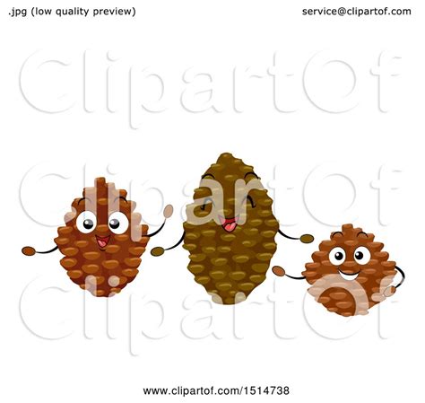 Clipart of a Group of Happy Pine Cone Characters - Royalty Free Vector ...