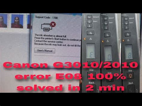 Canon G3010 2010 E08 Error Parmanently Solved YouTube