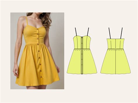 Button Up Dress Pattern Cocktail Dress Bustier Dress Sewing Pattern Mini Dress Summer Dress