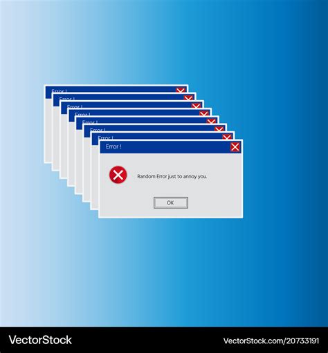 Computer Error Display Screen Repeated Error Vector Image