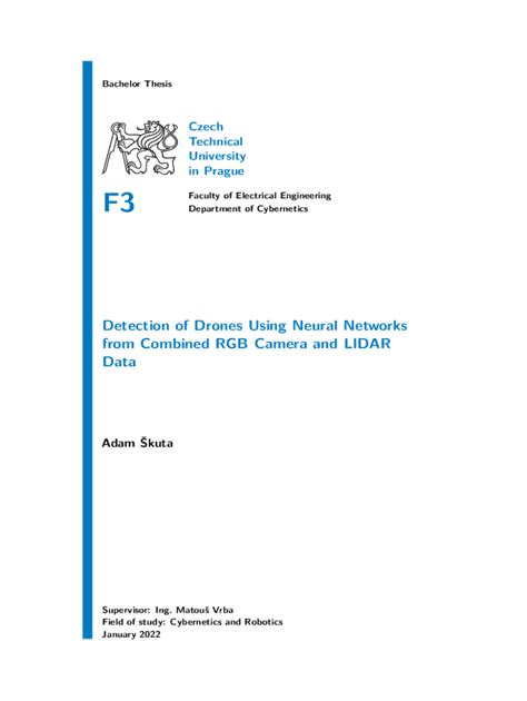 Fillable Online Dspace Cvut Detection Of Drones Using Neural Networks