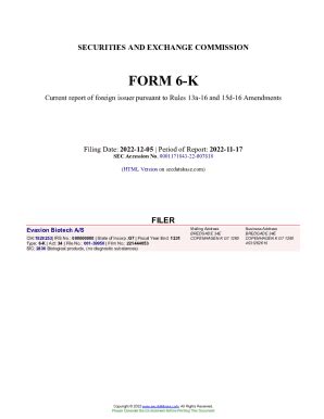 Fillable Online Evaxion Biotech A S Form K Current Event Report Filed