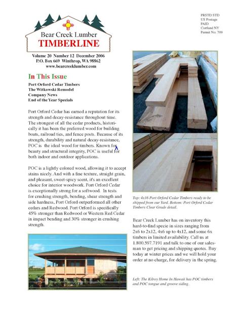 PDF PRSTD STD PAID Bear Creek Lumber TIMBERLINE Well As Promoting