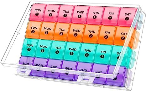 Extra Large Monthly Pill Organizer 7 Day Color Once A Day Pill