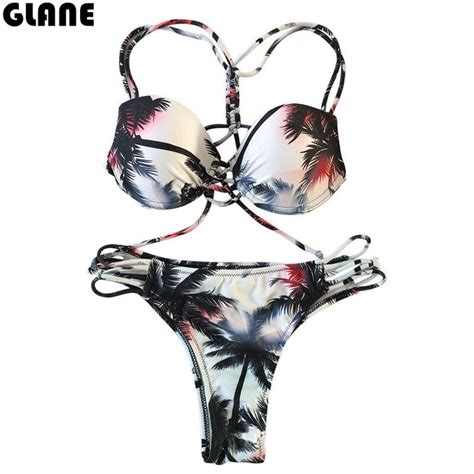 2018 Sexy Women Swimwear Female Bandage Bikini Set Padded Cami Frilly