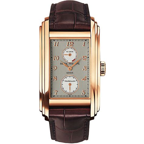 Patek Philippe 10 Day Tourbillon Dark Silver Dial Brown Leather Mens