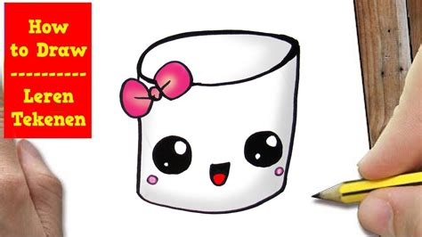 HOE TEKEN JE EEN MARSHMALLOW SUPER SCHATTIG HOW TO DRAW A MARHMELLOW