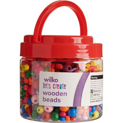 Wilko Tub Of Wooden Beads Wilko