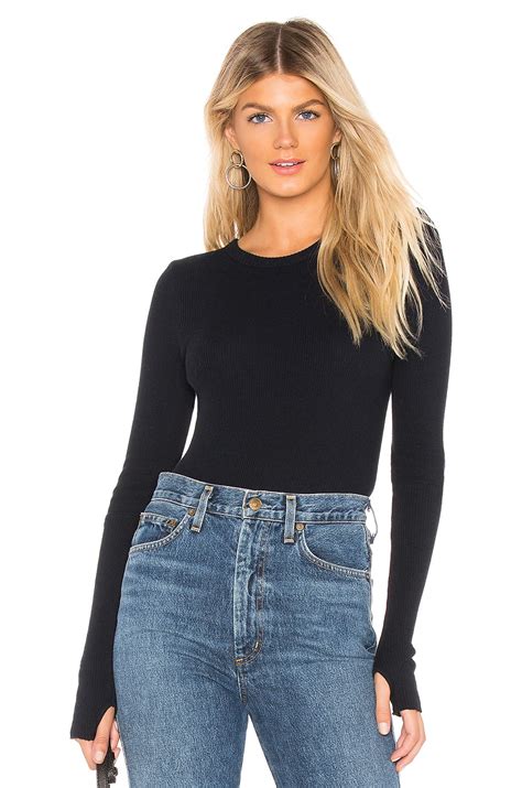 Enza Costa Cashmere Cuffed Crew Neck Top In Cadet Revolve