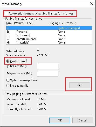 How to Change Virtual Memory Allocation Size in Windows 10 - Technastic