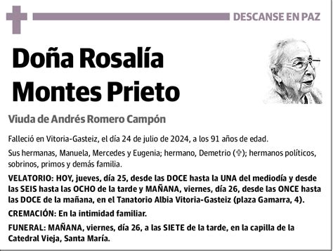 Rosalía Montes Prieto Esquela El Correo